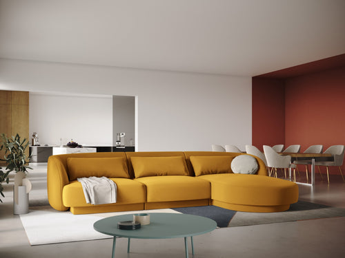 Cosmopolitan Design rechter hoekbank Tulum 4-zits, flueel, geel - 156x255x70cm
