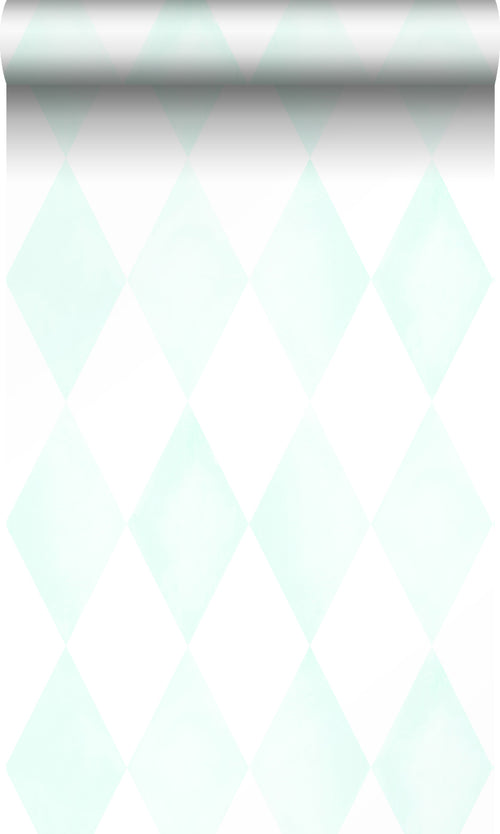 Origin Wallcoverings behang wieberruit-motief mat wit en mintgroen - 53 cm x 10.05 m - 337218