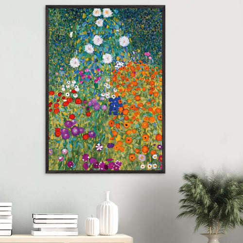 Artfulprints Poster met Lijst Gustav Klimt - Blumengarten   - A4 21x29.7 cm - Meerkleurig