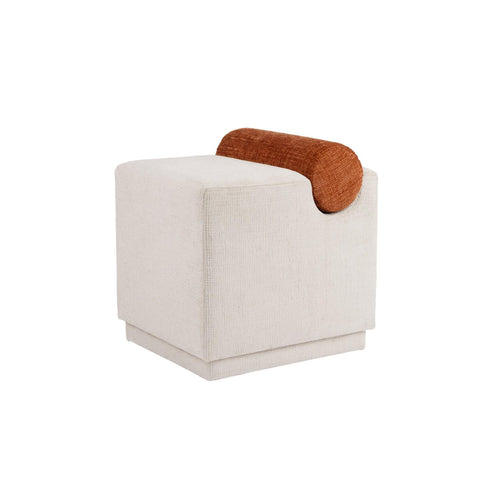 S|P Collection - Poef 46x42xH49cm burnt orange/soft grey Brume