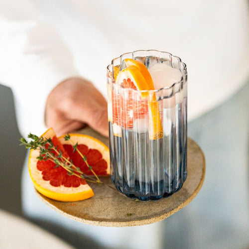 Brut Homeware | Longdrink Gaia | Set van 4 | Sapglas | 460ml | blauw