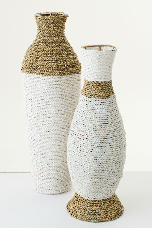 J-Line vaas - zeegras - wit/naturel