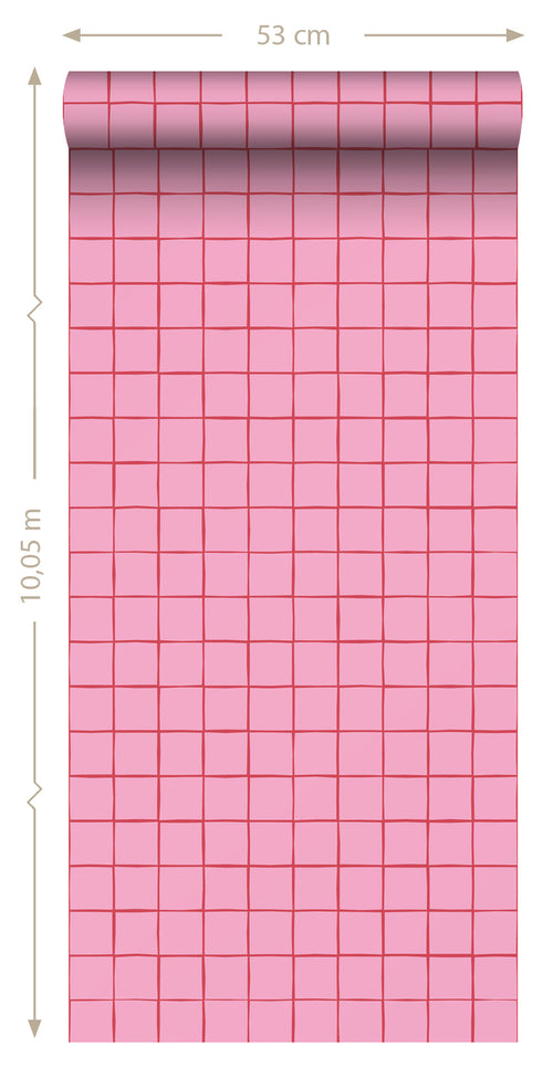 ESTAhome behang geblokt motief roze - 50 x 900 cm - 131597 - vtwonen shop