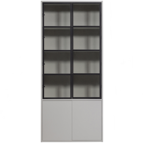 vtwonen 4-deurs vitrinekast Basic - Grenen - Mist - 230x101x40 - vtwonen shop