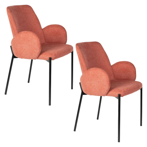 Housecraft Living Tjarda Eetkamerstoelen met armleuning Oudroze - Set van 2