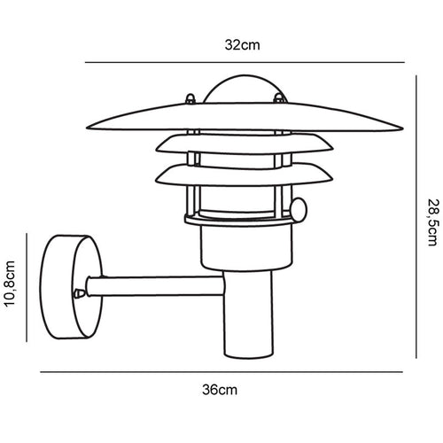Nordlux Lønstrup Wandlamp Buiten | Ø32cm | E27 | IP44 | Verzinkt | Seaside