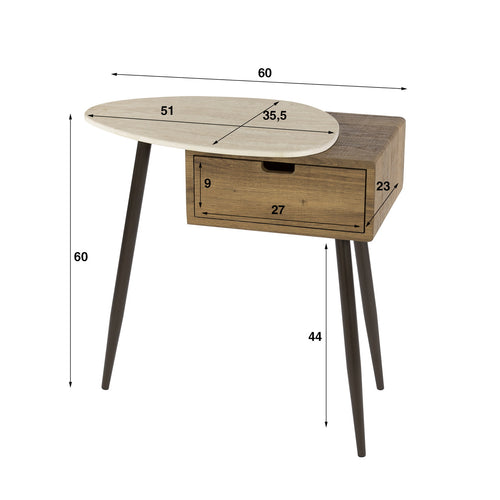 Giga Meubel Nachtkastje Travino Links - Hout/Travertin - 60x35x60cm - vtwonen shop