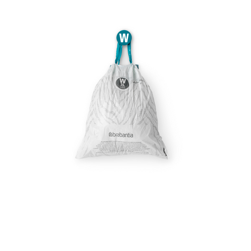 Brabantia PerfectFit afvalzak met trekbandsluiting, code W, 5 liter, 20 stuks/rol 137884 - White