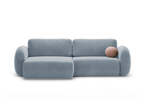 Cosmopolitan Design Omkeerbare converteerbare hoekbank met opbergdoos Tonale 4-zits, flueel blauw grijs - 149x262x88cm