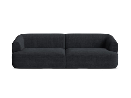 Cosmopolitan Design Modulaire bank Campi 4-zits, ribfluwelen zwart - 90x255x70cm