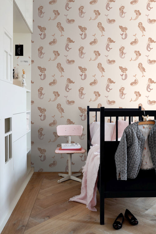 ESTAhome behang zeemeerminnen terracotta roze - 50 x 900 cm - 131499 - vtwonen shop