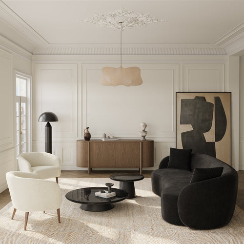 Premium Interiors - Fauteuil MILO - krullend fluweel crème 73.5cm