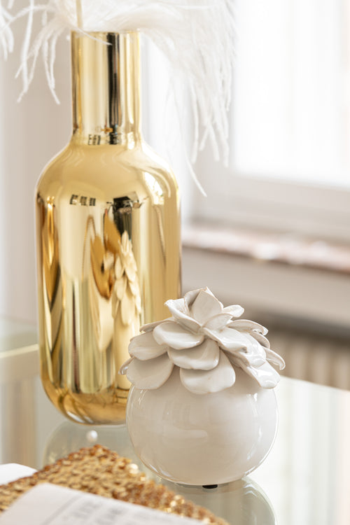 J-Line vaas Fles Decoratief -  glas - goud - large - 32 cm hoog