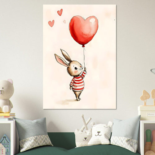 Artfulprints  Konijn met hartjesballon   poster A4 21x29.7 cm - vtwonen shop