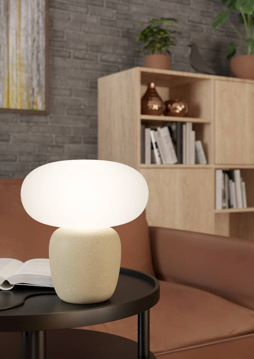 EGLO tafellamp Cahuama - e27 - 30 cm - lichtbruin/wit