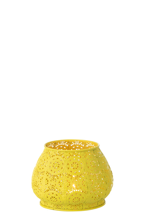 J-Line theelichthouder Cylinder - metaal/glas - geel - large - vtwonen shop