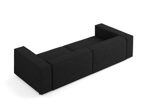 Cosmopolitan Design Bank Arendal 4-zits, chenille met ribbeleffect, zwart - 102x244x70cm
