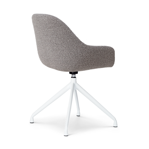 Nolon Nola-Mae Eetkamerstoel Bouclé Taupe - Draaibaar Wit Onderstel