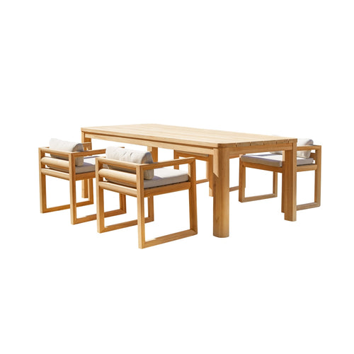 Tikamoon Tuinset in massief teak met 4 stoelen - Wit - vtwonen shop