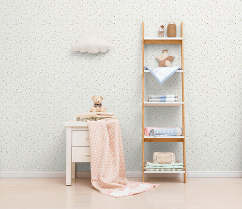 Sanders & Sanders behang sterretjes wit en goud - 53 cm x 10 m - 640298