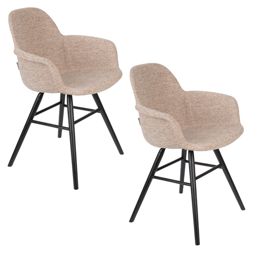 Zuiver Albert Kuip Soft Eetkamerstoelen armleuning Beige - Set van 2 - vtwonen shop