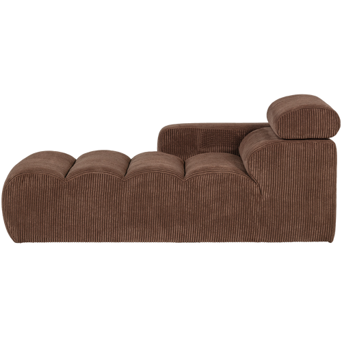 WOOOD chaise longue element arm links Novi - Ribstof - Mokkabruin - 86x109x173 - vtwonen shop