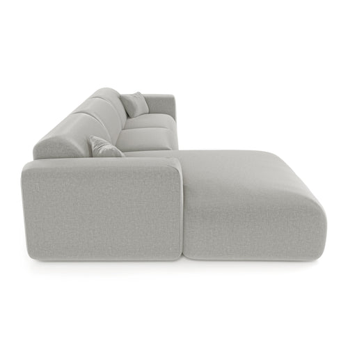 Sia Home - Hoekbank links, uitklapbaar MYRA - kruisweefsel lichtgrijs 280cm