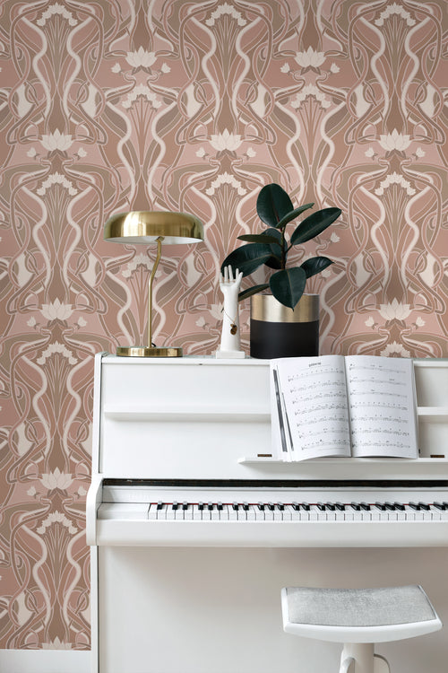 ESTAhome behang vintage bloemen in art nouveau stijl oudroze - 50 x 900 cm - 139895 - vtwonen shop