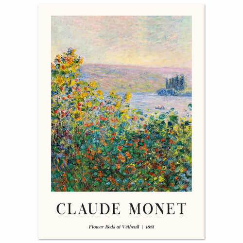 Artfulprints  Claude Monet - Flower beds at Vétheuil   poster A4 21x29.7 cm - vtwonen shop