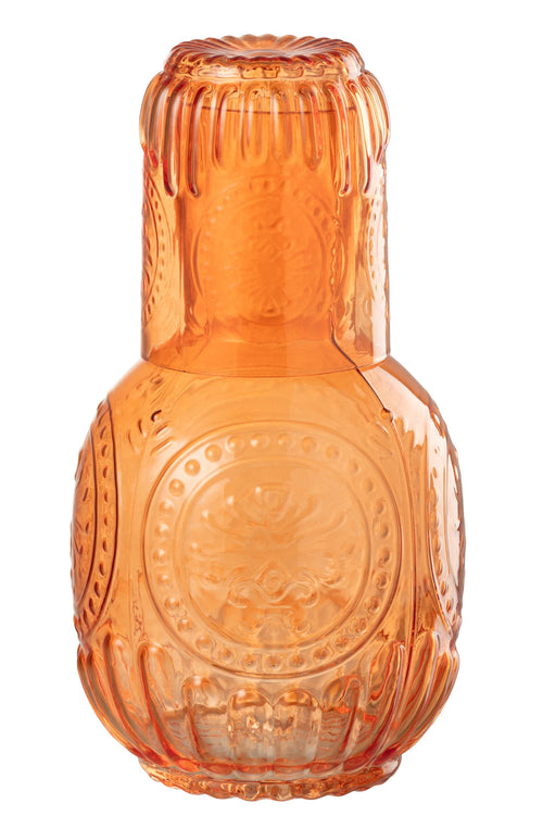 J-Line karaf + glas Maya - glas - oranje