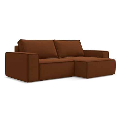 LaMiaSofa hoekbank rechts Livorno - velours - terracotta - 257x148x82