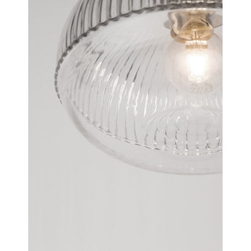 Merano Estevan 18 cm bol hangende plafondlamp satijn goud metaal helder glas LED E14