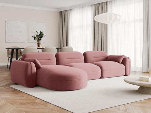 Cosmopolitan Design Modulaire hoekbank links Sydney 4-zits, flueel, zalm - 165x320x70cm