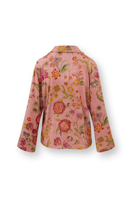 Pip Studio - Faye Pyjama t-shirt - Lange mouw Dames - Coco Flower - Koraal - XL - vtwonen shop
