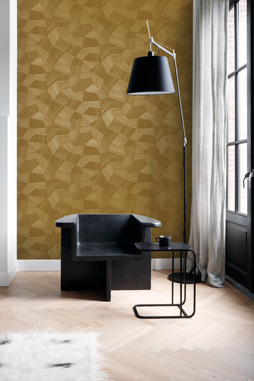 Origin Wallcoverings eco-texture vliesbehang grafisch 3D motief warm goud - 0.53 x 10.05 m - 347953 - vtwonen shop