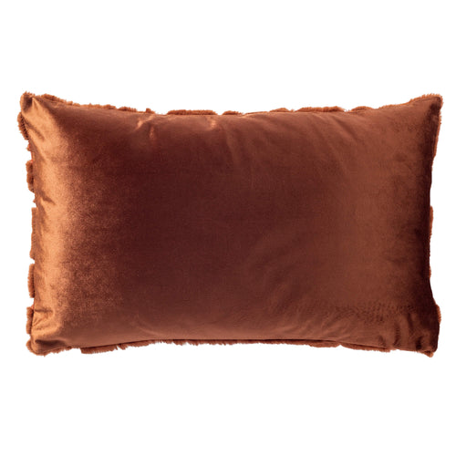 DOMANI - sierkussen 30x50 cm - bontlook - cirkelpatroon - Brown Patina - bruin, rood