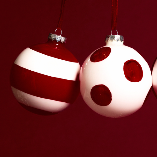 Sia Deco Kerstballen Met Motief - rood en wit - glas - Set van 3 - D8 - vtwonen shop