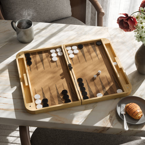 Umbra bordspel voor backgammon en dammen Blitz - 37 x 24 x 5 cm - naturel