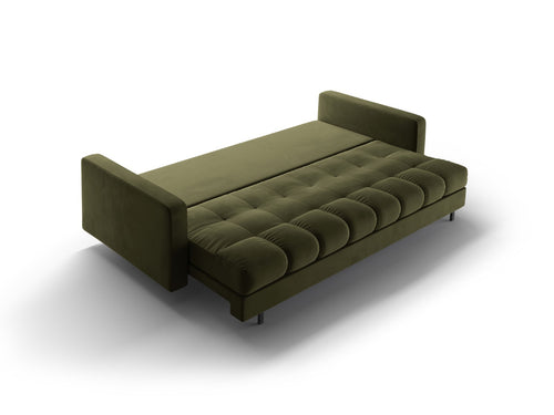 Cosmopolitan Design Slaapbank met opbergdoos Bali 3-zits, flueel groente - 84x222x105cm