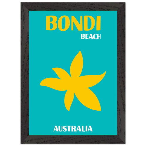 Artfulprints Poster met Lijst Australië - Bondi Beach   - A4 21x29.7 cm - Turquoise