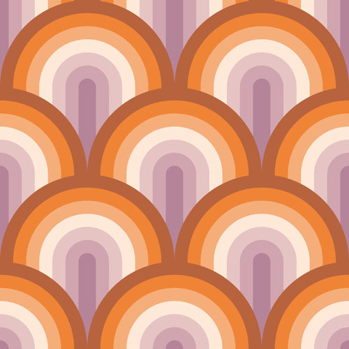 ESTAhome behang art deco bogen oranje en paars - 50 x 900 cm - 131772
