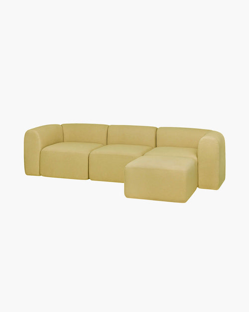 noo.ma Flom hoekbank 3-zits Yellow Pear - modulair, zacht zitcomfort