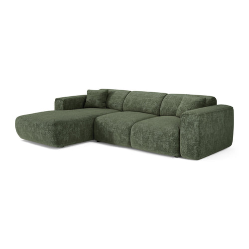 Sia Home - Hoekbanken YUMA - Fluweel met reliëf - Smaragdgroen - 283cm - vtwonen shop