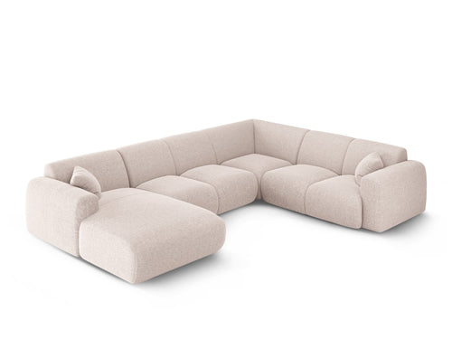 Cosmopolitan Design Panoramische hoekbank rechts Nolio 6-zits, chenille beige - 252x342x72cm