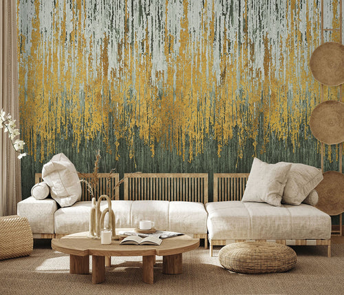 Sanders & Sanders fotobehang steen goud en donkergroen - 424 x 280 cm - 640858