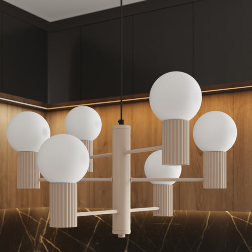 Sollux Lighting Kroonluchter HALO 6 taupe - 64x64x230cm