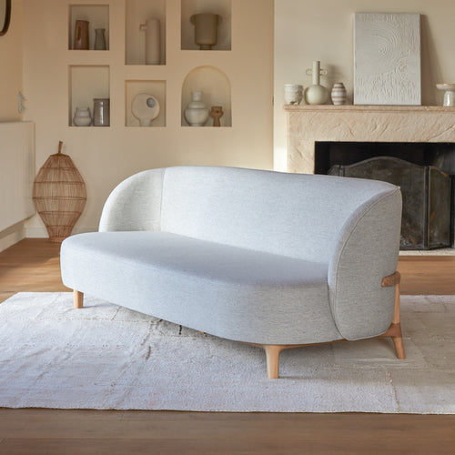 Tikamoon 3-zitsbank van massief eiken en grijze stof - Grijs - vtwonen shop