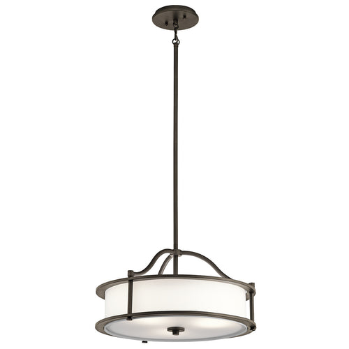 Elstead Emory - Semi-Flush Round Plafond Hanglamp Pewter, 3 Lichten, E27
