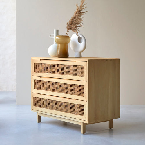 Tikamoon Ladekast van massief iepenhout en vlechtwerk - Naturel - vtwonen shop