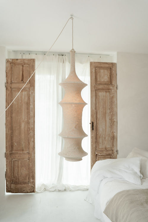 NOA MAY Hanglamp Noa - beige - katoen - Ø 35 x h 110 cm